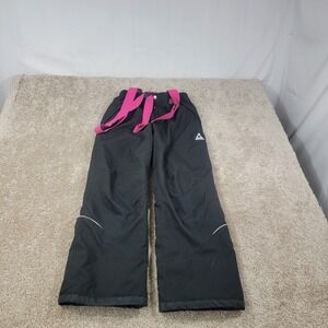 Gerry Black Ski Snow Pants Girls L 14-16 Pink Adjustable Suspenders Waterproof